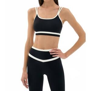 NEW SPLITS59 eva rigor double strap bra in black/white